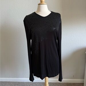 Versace Collection Black Graphic Long Sleeve Top Large